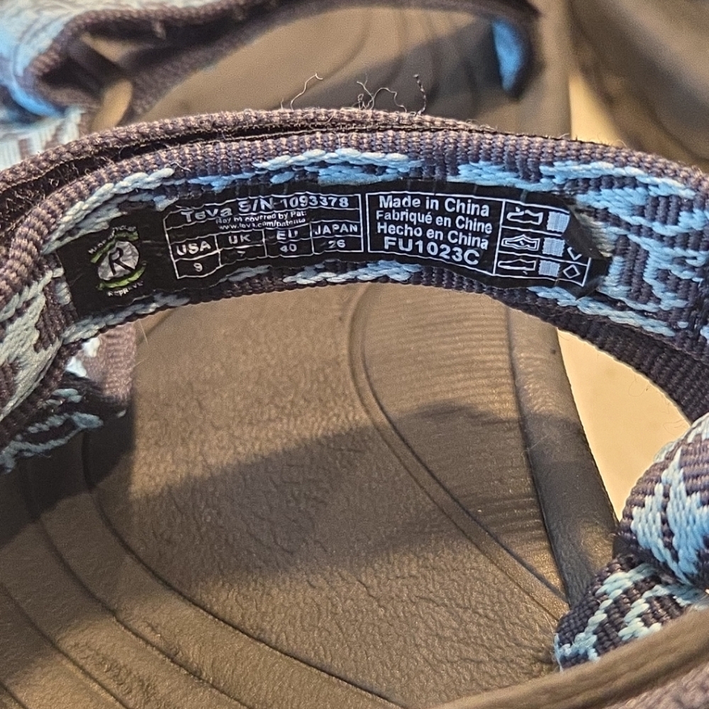 Women’s Size 9 TEVA Hurricane Sandals Blue Black Strap On Hook & Loop - Picture 5 of 15